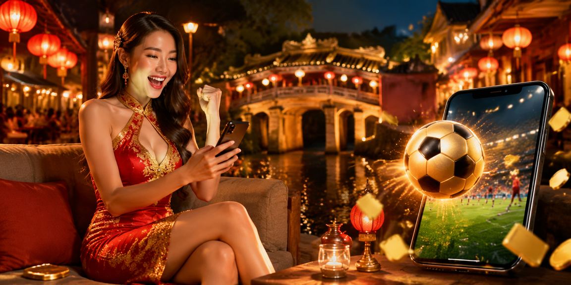 Người hâm mộ theo dõi cá cược bóng đá tại chợ đêm Hội An qua điện thoại